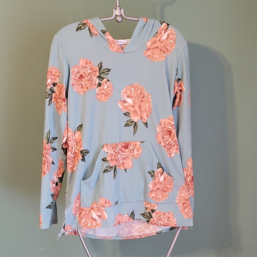 Honey and Lace green floral hoodie